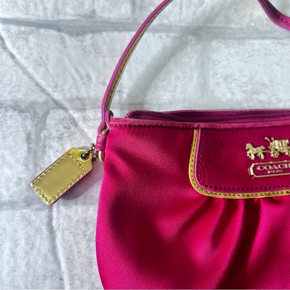 Coach Satin Amanda Hot Pink Wristlet with Gold Accents - Picture 4 of 9